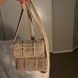 Woven Tan Shoulder Bag